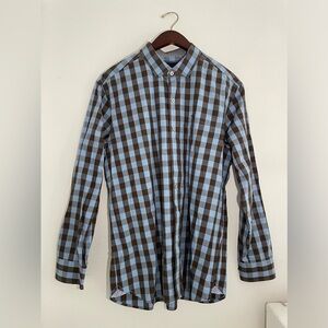 Tommy Bahama Men’s Long Sleeved Cotton Button Down Shirt, Checkered